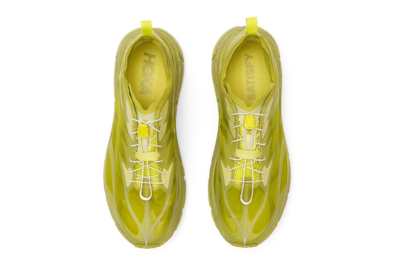 HOKA x SATISFY Running Shoe Rubber Sulfur Mafate Speed 4 Lite STSFY Vibram ProFly midsole