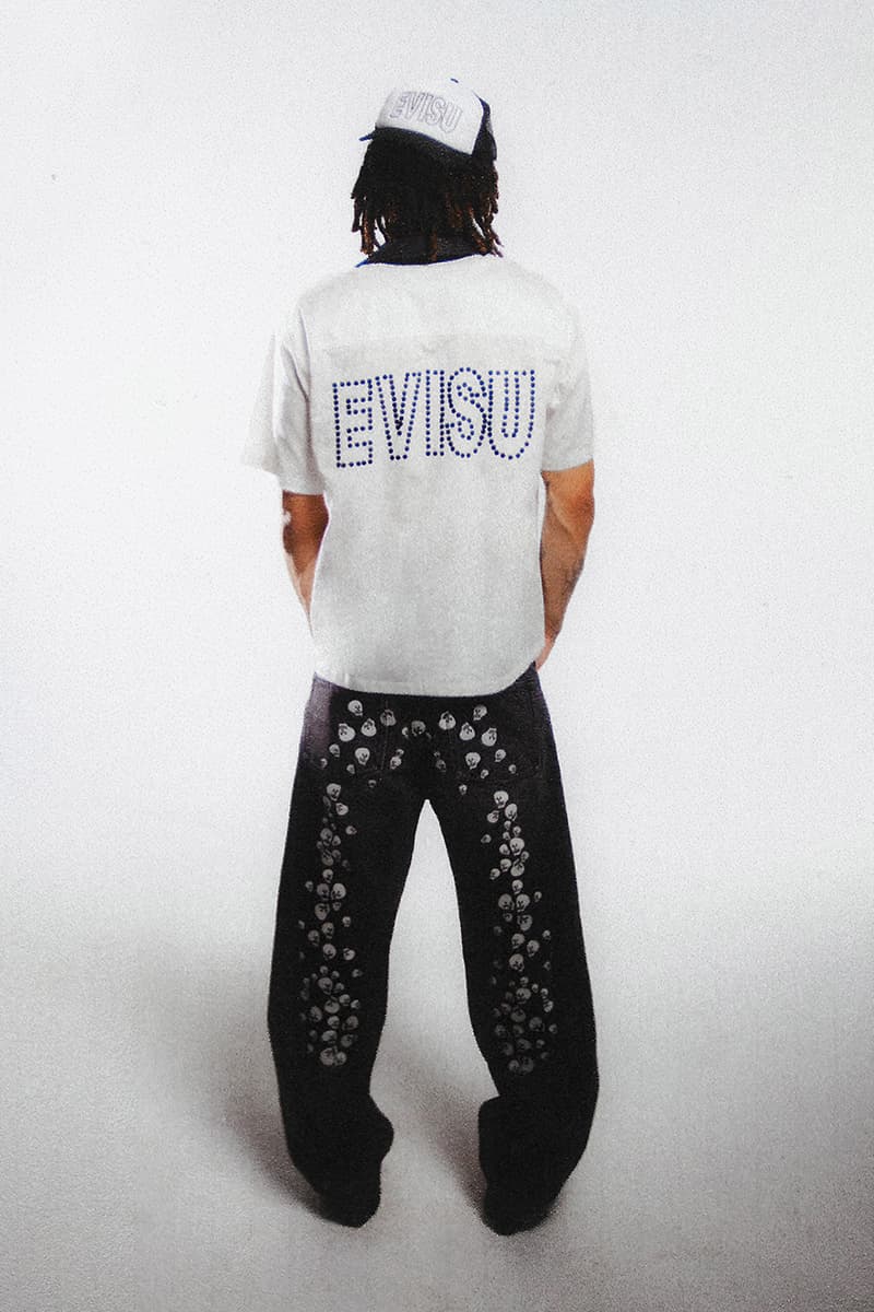 EVISU Fall/Winter 2024 "Capsule Zero Collection Streetwear Y2K fashion Varsity Red Marine Blue Pine Green tiger emblem chainstitched camp collar shirts denim