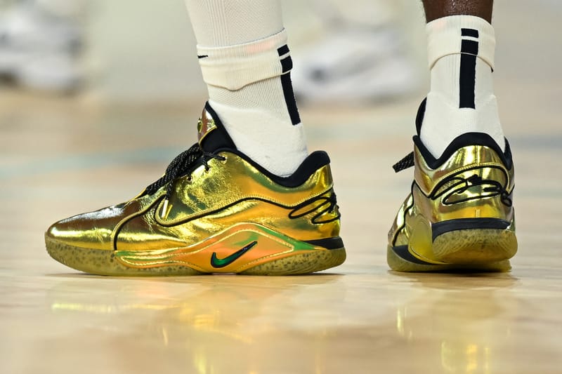 LeBron James Flexed Gold Nike LeBron 22s During the Gold Medal Game