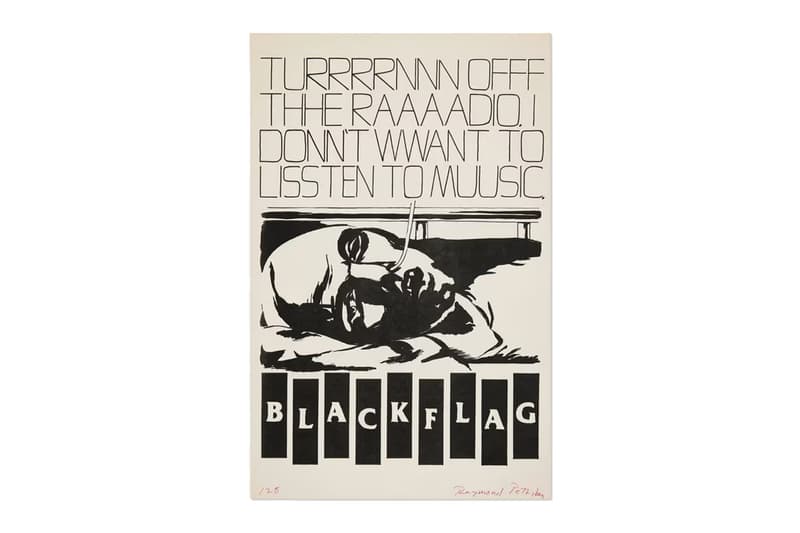 raymond pettibon wright auction artwork posters black flag skateboard