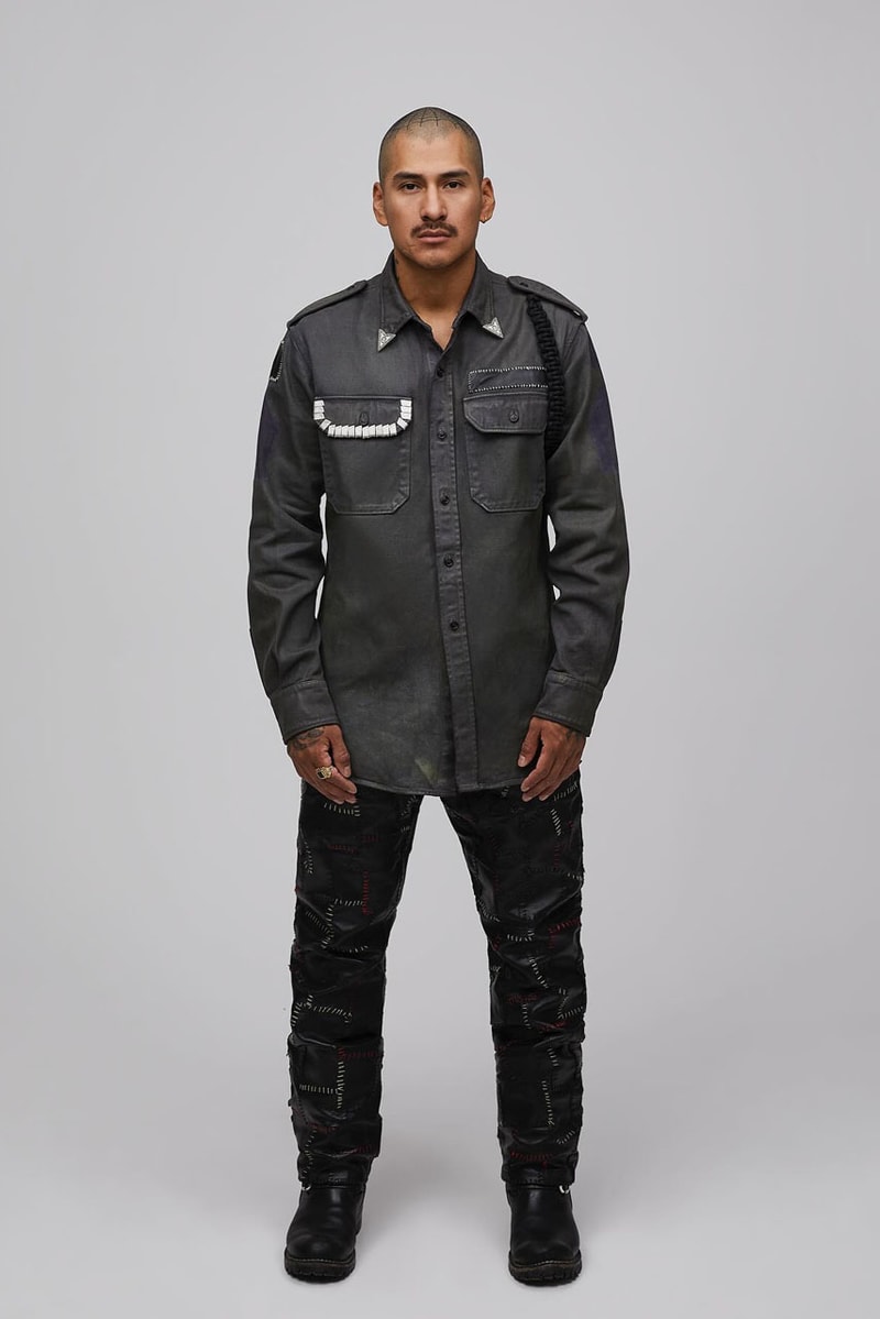 Luka Sabbat's Marking Distance Unveils First-Ever Collection spring summer 2025 capsule lookbook release info james pierce design drop price leather denim american flag collegiate hoodie shirt distressed 