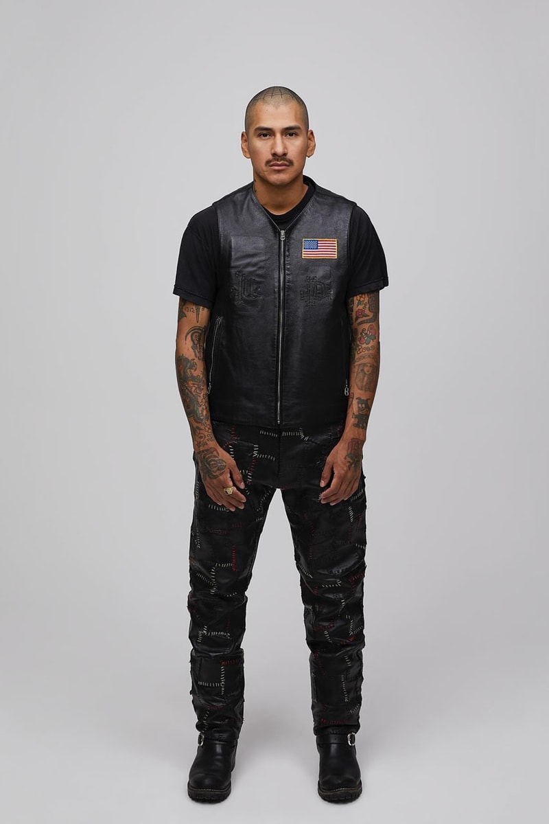 Luka Sabbat's Marking Distance Unveils First-Ever Collection spring summer 2025 capsule lookbook release info james pierce design drop price leather denim american flag collegiate hoodie shirt distressed 