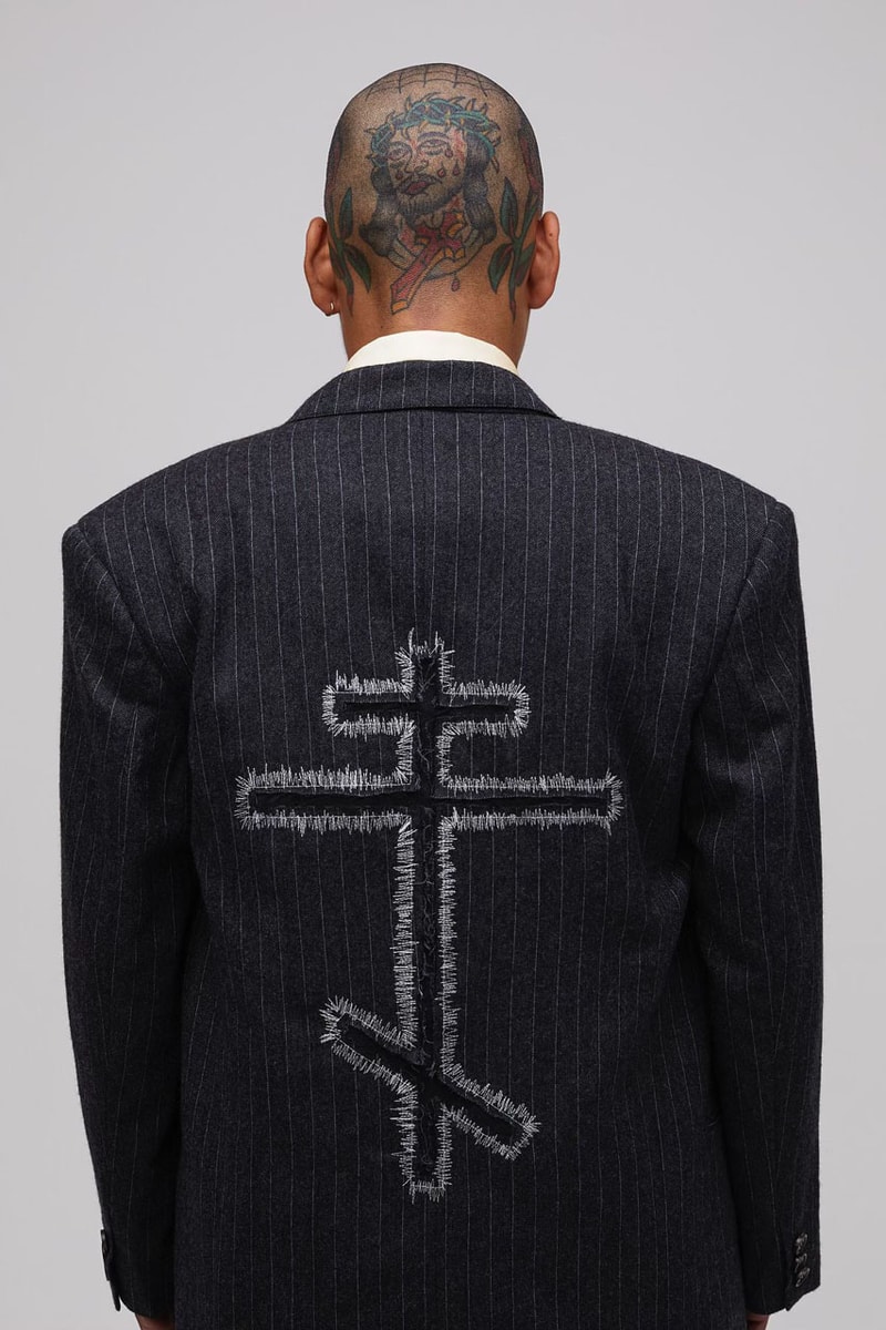 Luka Sabbat's Marking Distance Unveils First-Ever Collection spring summer 2025 capsule lookbook release info james pierce design drop price leather denim american flag collegiate hoodie shirt distressed 