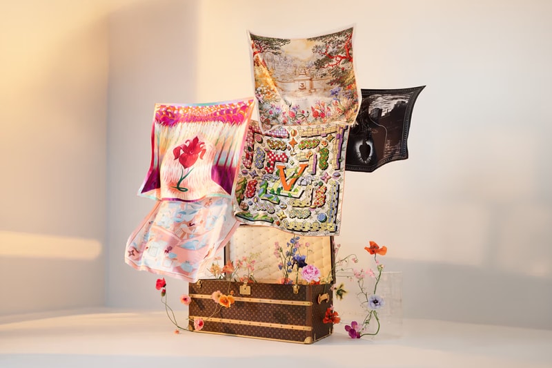 louis vuitton floral silk scarves contemporary artists artwork art Thomas Ott Nicolas de Crécy Lorenzo Mattotti Icinori eBoy