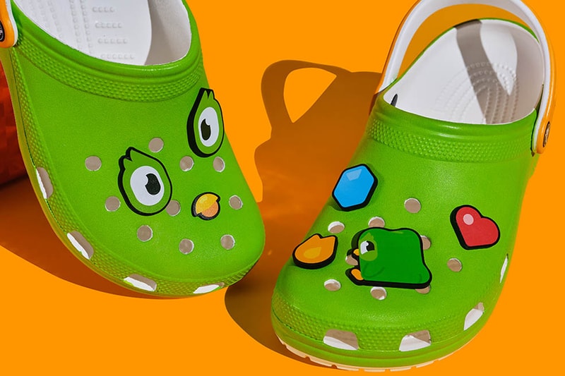 These Duolingo x Crocs Classic Clogs Are a Forever Reminder To Do Your Daily Lessons release info owl bold color jibbitz language app