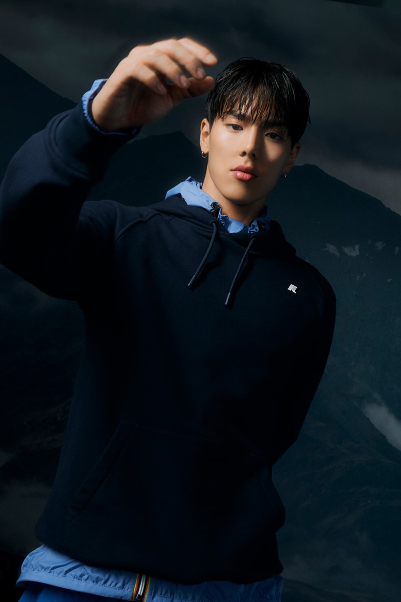 k-way shownu monsta x k-pop ambassador fall winter 2024 spring summer 2025 le vrai collection campaign global
