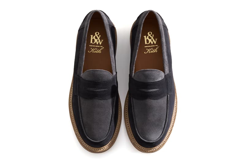 Kith Reunites With Blackstock & Weber for Second Ellis Penny Loafer Collaboration loafers formal shoes suede leather formal informal shoes flats gold embossed double leather midsole portugal green black grey dark brown tan