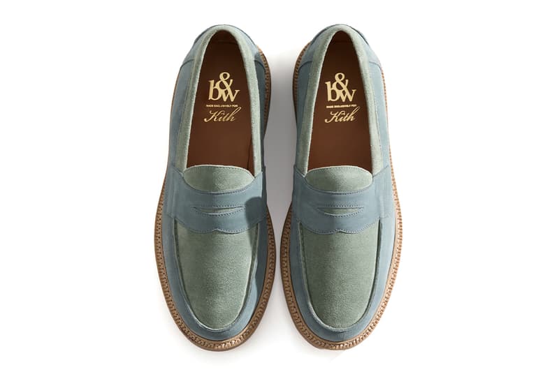 Kith Reunites With Blackstock & Weber for Second Ellis Penny Loafer Collaboration loafers formal shoes suede leather formal informal shoes flats gold embossed double leather midsole portugal green black grey dark brown tan