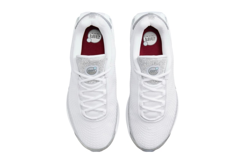 The Nike Air Max DN Shimmers in "Silver Glitter"  HQ3457-161 Release Info White/Team Red-White swoosh comfortable shoes sneakers olympics
