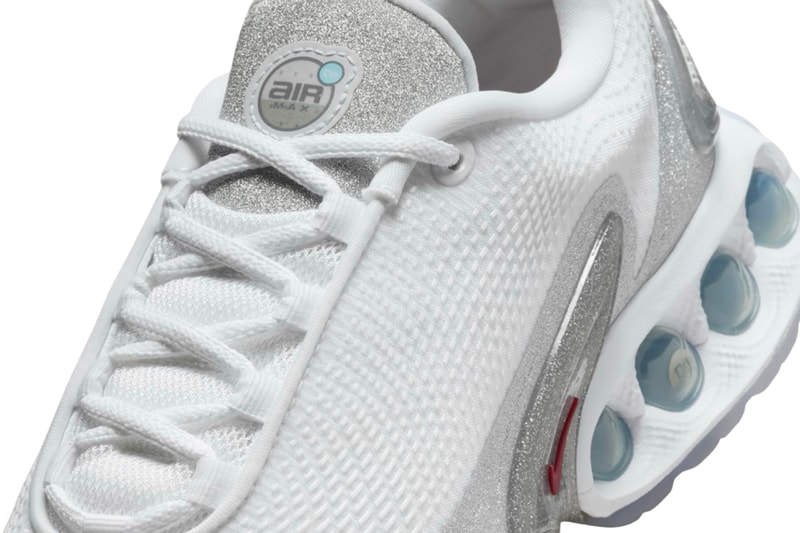 The Nike Air Max DN Shimmers in "Silver Glitter"  HQ3457-161 Release Info White/Team Red-White swoosh comfortable shoes sneakers olympics