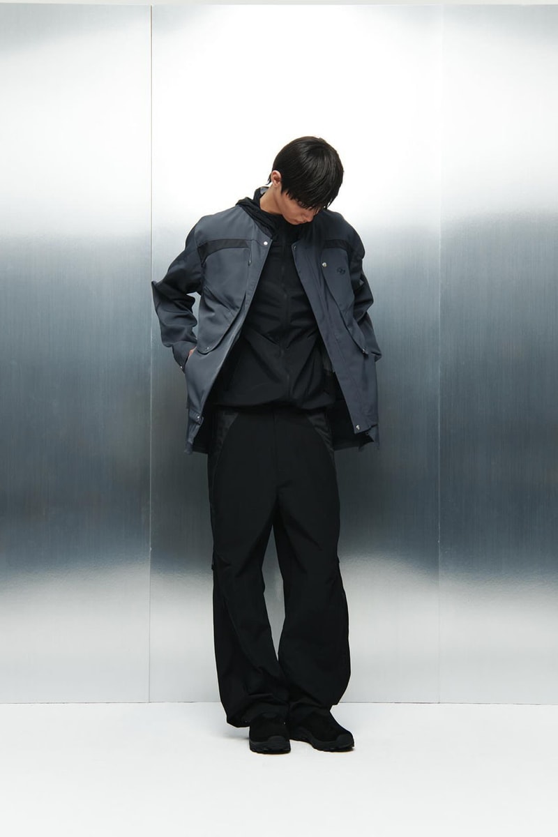 SAN SAN GEAR Serves Up Striking "pivot/node" FW24 Collection release info fashion apparel label capsule lookbook fall winter jacket puffer shell nylon outerwear hoodie t shirt brand seoul