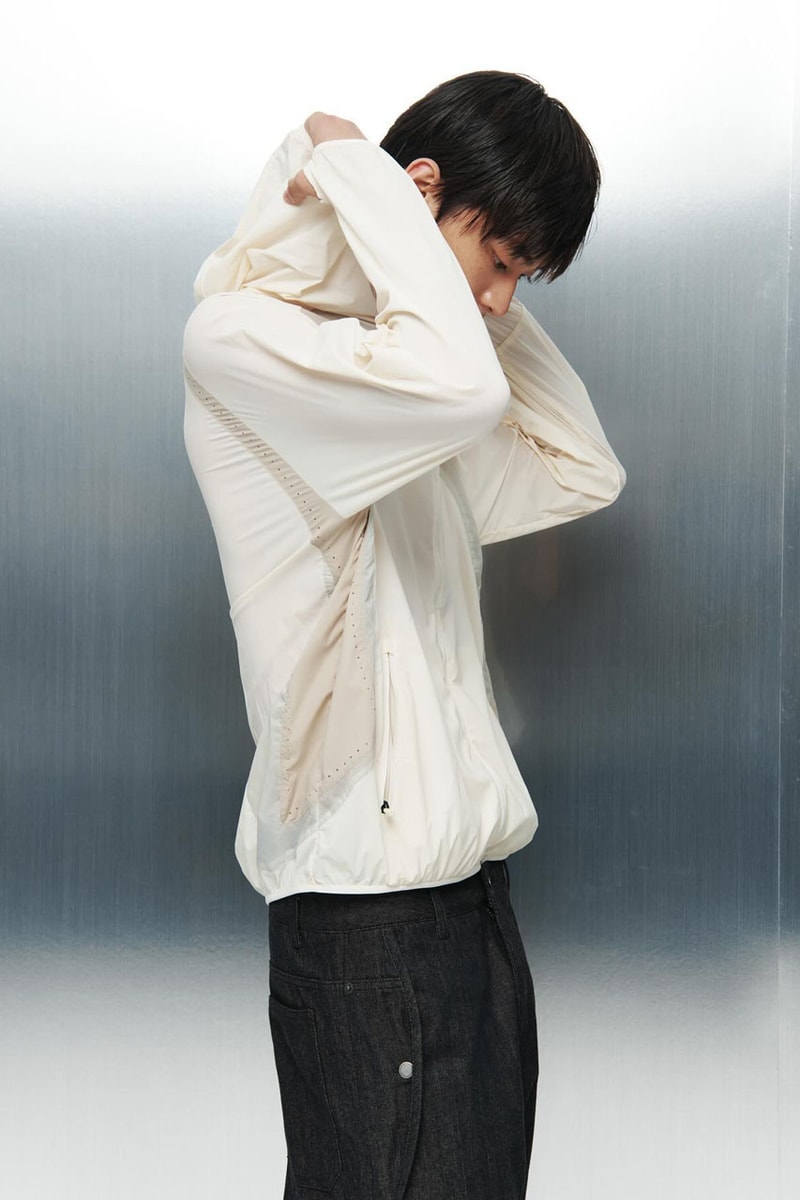 SAN SAN GEAR Serves Up Striking "pivot/node" FW24 Collection release info fashion apparel label capsule lookbook fall winter jacket puffer shell nylon outerwear hoodie t shirt brand seoul