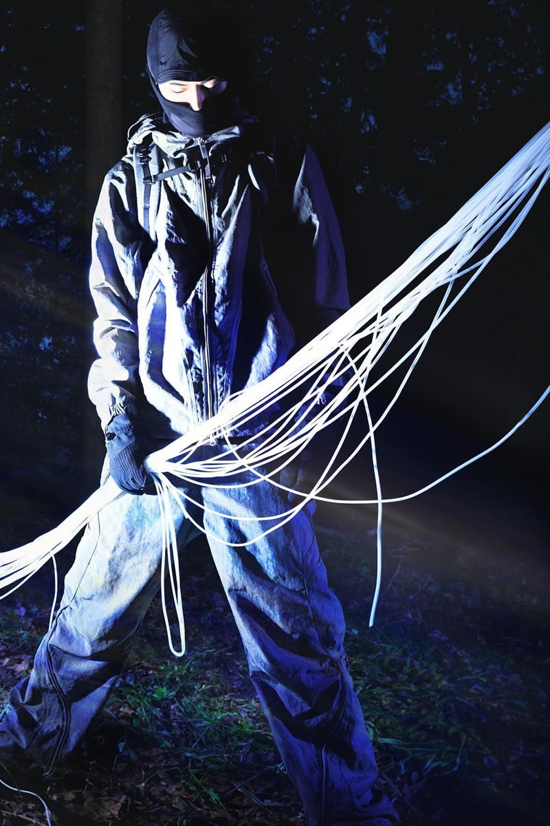 SAN SAN GEAR Serves Up Striking "pivot/node" FW24 Collection release info fashion apparel label capsule lookbook fall winter jacket puffer shell nylon outerwear hoodie t shirt brand seoul