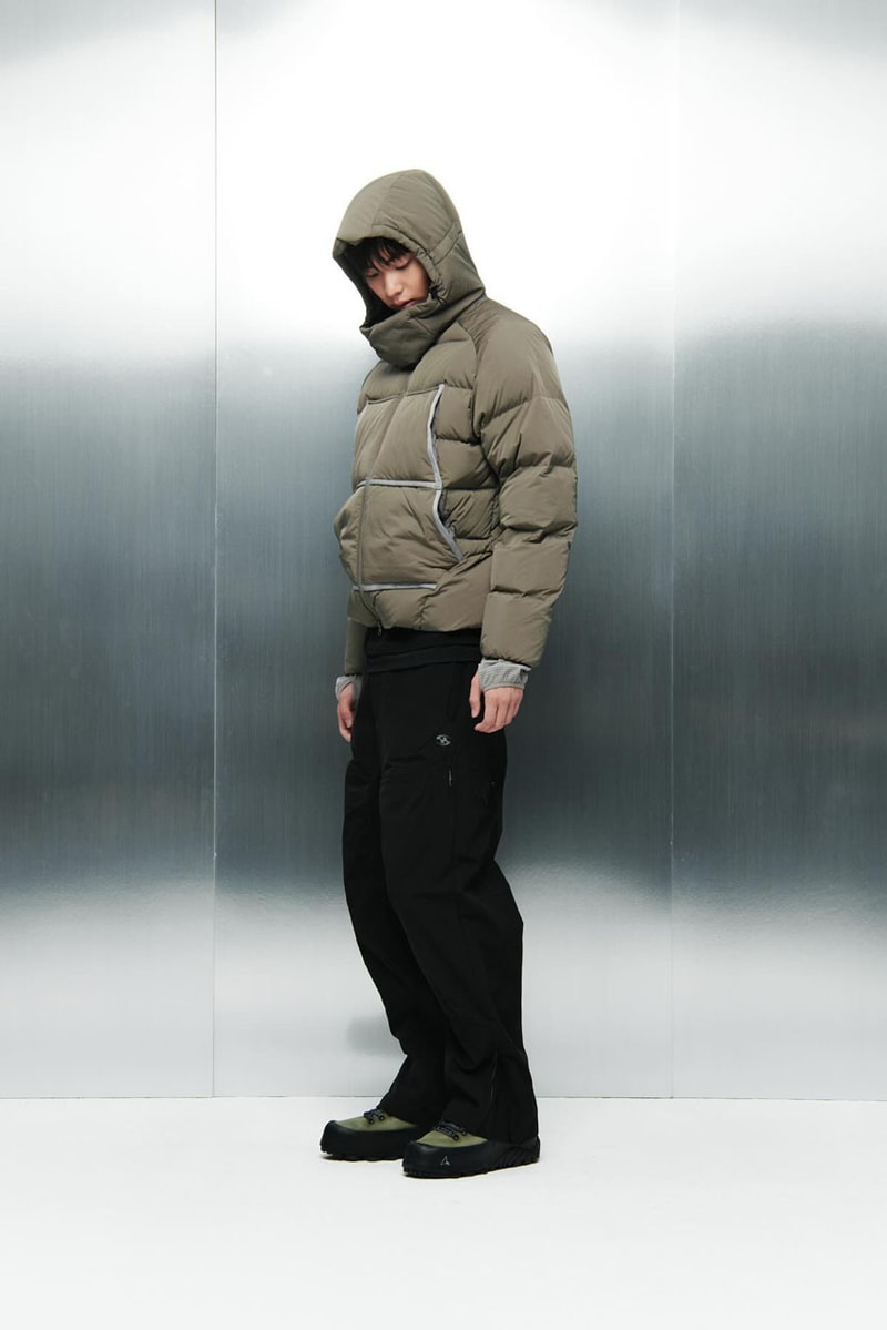 SAN SAN GEAR Serves Up Striking "pivot/node" FW24 Collection release info fashion apparel label capsule lookbook fall winter jacket puffer shell nylon outerwear hoodie t shirt brand seoul