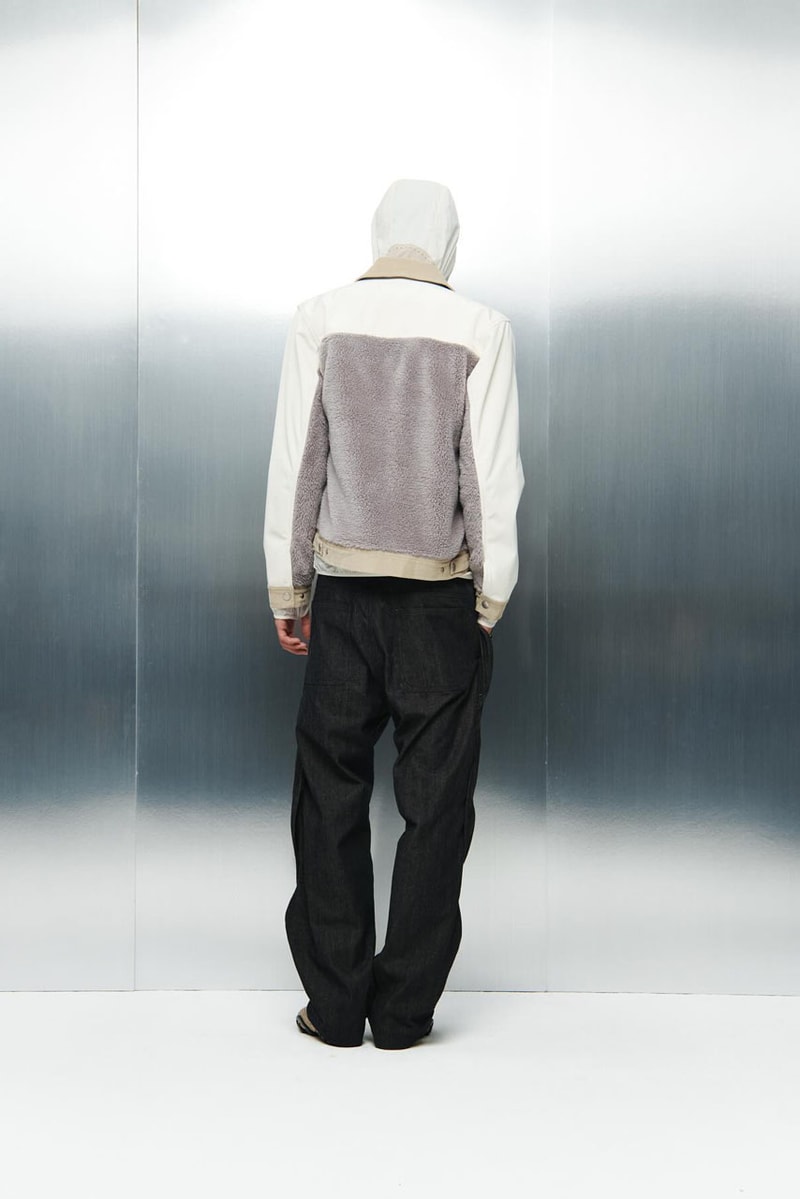 SAN SAN GEAR Serves Up Striking "pivot/node" FW24 Collection release info fashion apparel label capsule lookbook fall winter jacket puffer shell nylon outerwear hoodie t shirt brand seoul