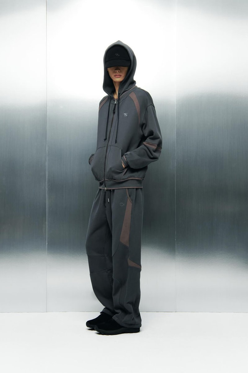 SAN SAN GEAR Serves Up Striking "pivot/node" FW24 Collection release info fashion apparel label capsule lookbook fall winter jacket puffer shell nylon outerwear hoodie t shirt brand seoul