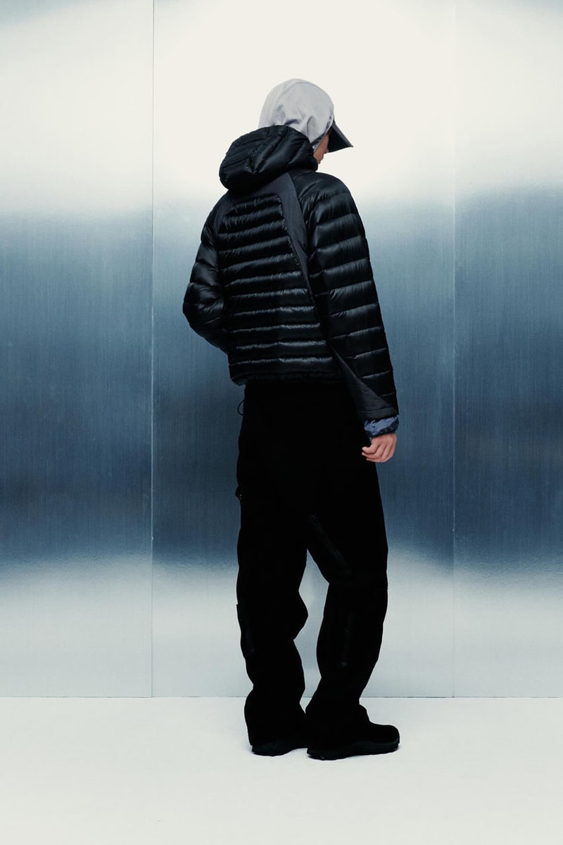 SAN SAN GEAR Serves Up Striking "pivot/node" FW24 Collection release info fashion apparel label capsule lookbook fall winter jacket puffer shell nylon outerwear hoodie t shirt brand seoul