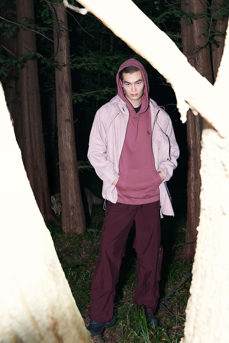 SAN SAN GEAR Serves Up Striking "pivot/node" FW24 Collection release info fashion apparel label capsule lookbook fall winter jacket puffer shell nylon outerwear hoodie t shirt brand seoul