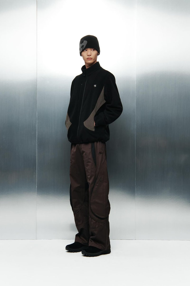 SAN SAN GEAR Serves Up Striking "pivot/node" FW24 Collection release info fashion apparel label capsule lookbook fall winter jacket puffer shell nylon outerwear hoodie t shirt brand seoul
