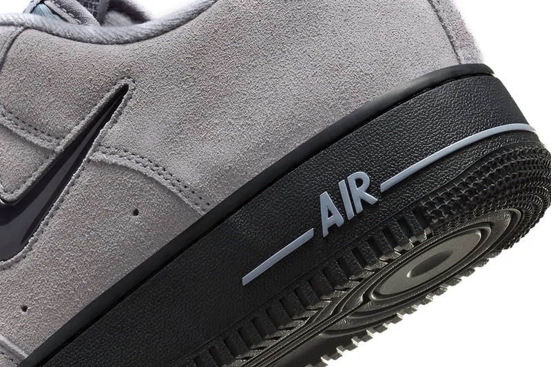 Nike Air Force 1 Jewel "Cool Grey" Release Info all grey suede black jewel accent classic nike shoes swoosh