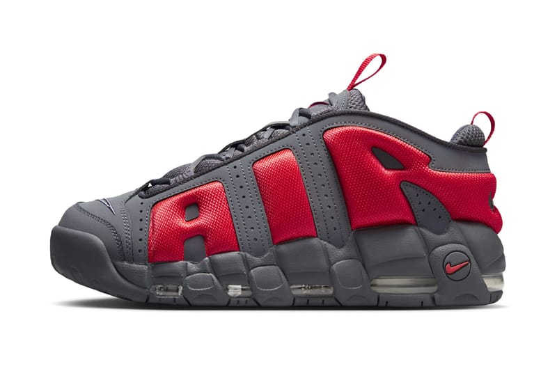 Официальный взгляд на Nike Air More Uptempo Low «Темно-серый/Светло-малиновый»