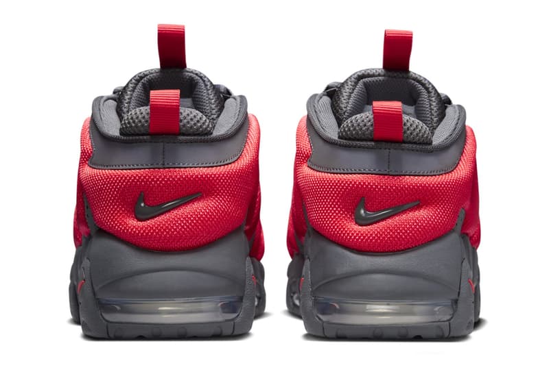 Official Look at the Nike Air More Uptempo Low "Dark Grey/Light Crimson" FZ3055-002  Dark Grey/Light Crimson-Metallic Silver release info holiday 2024 black white