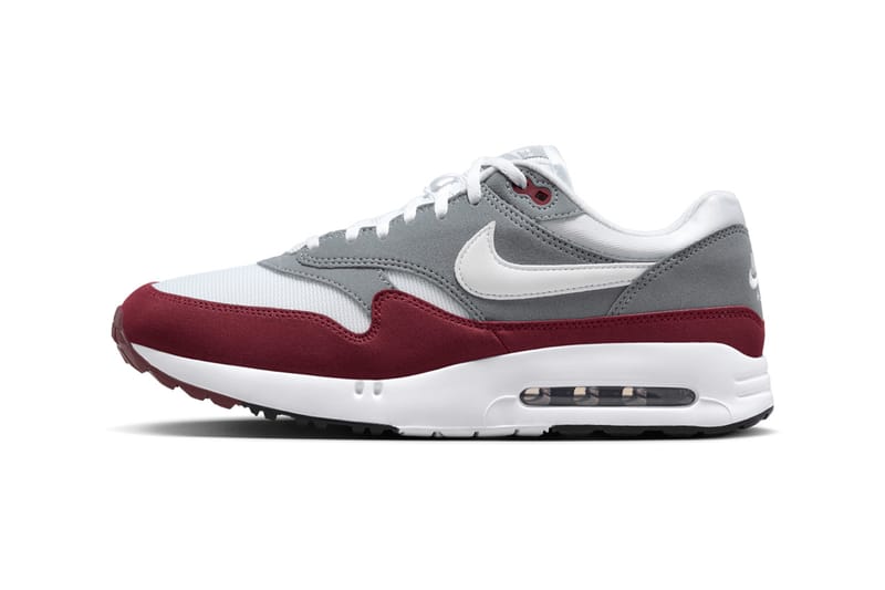 white and burgundy air max 1