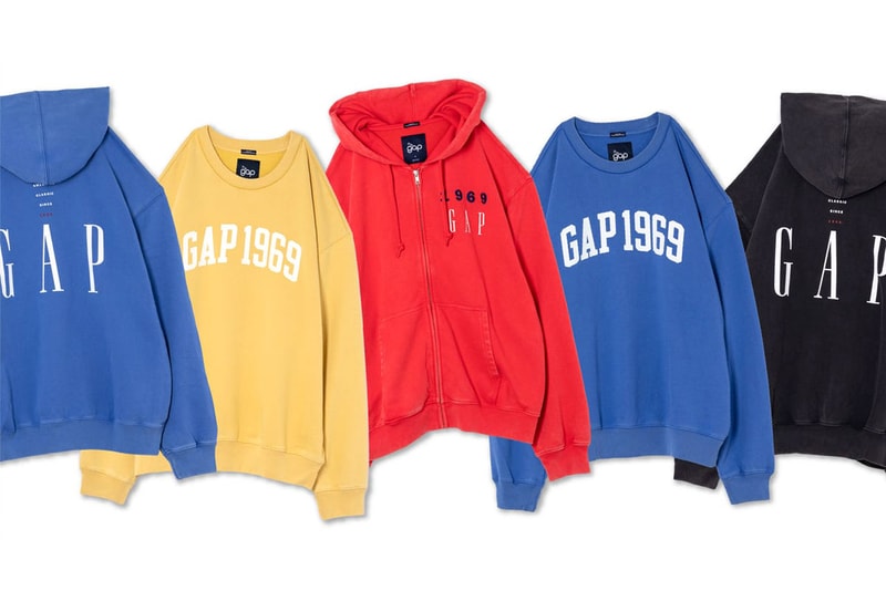 Gap Celebrates 55th Anniversary With Classic Hoodie Collection release info price san francisco store colorway shade japan shinjuku 1969 birthday graphic archive zip up crewneck black blue yellow red bubble logo