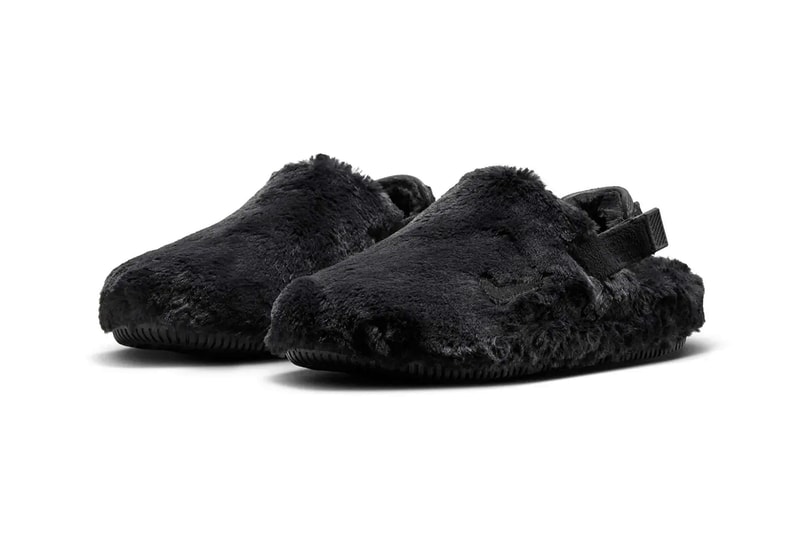 Nike's Calm Mule Gets Furry Makeover Holiday Season balck pink sanddrift beige FZ3119-001 FZ3118-100 FZ3119-600