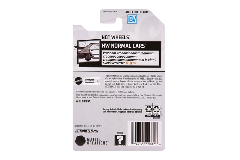 Mattel Creations Hot Wheels x MSCHF Not Wheels Car Release Info