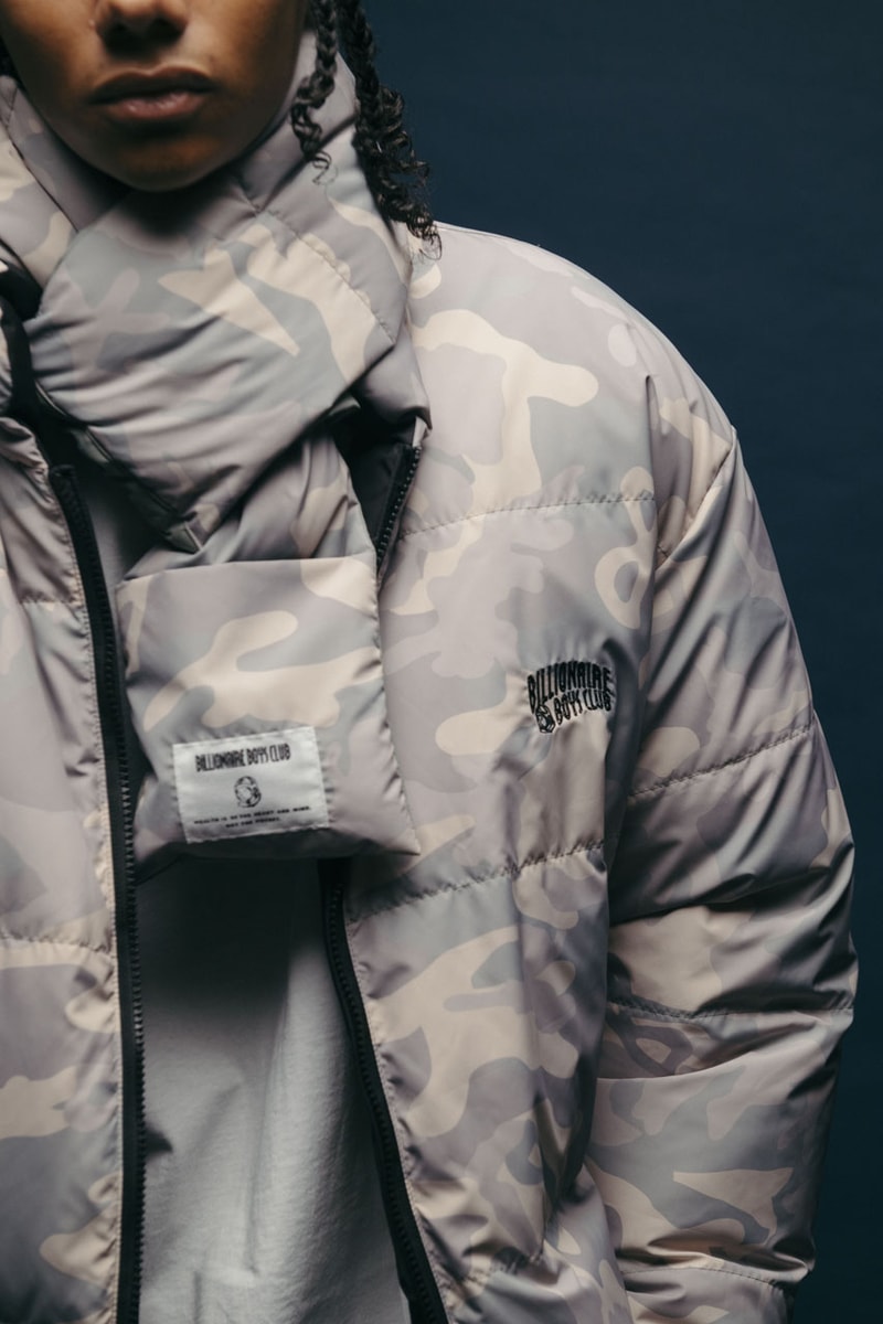 Billionaire Boys Club Goes Cozy for Fall/Winter 2024 Holiday camo camouflage collection drop clothing ice cream pharrell jacket puffer hoodie jp japan ice cream clothing fashion jacket sherpa set color fleece graphic tee crewneck hoodie t shirt