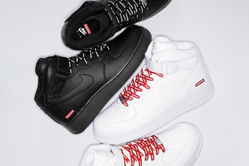 Supreme Officially Drops Nike Air Force 1 Mid Collaboration release info fall winter 2024 full collection drop swoosh shoes sneakers