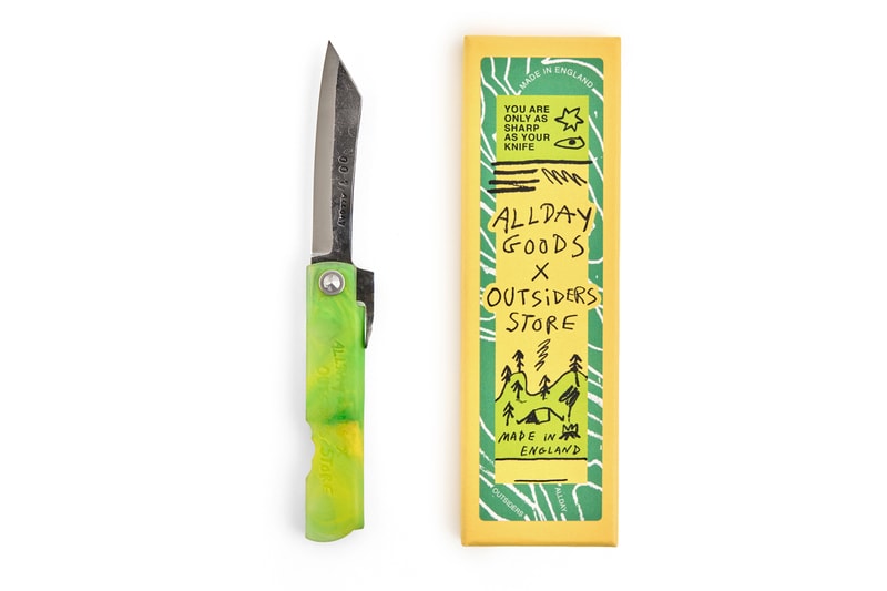 allday goods outsiders store pocket knife handle reclaimed plastic launch details sale event kings cross london retail space collaboration