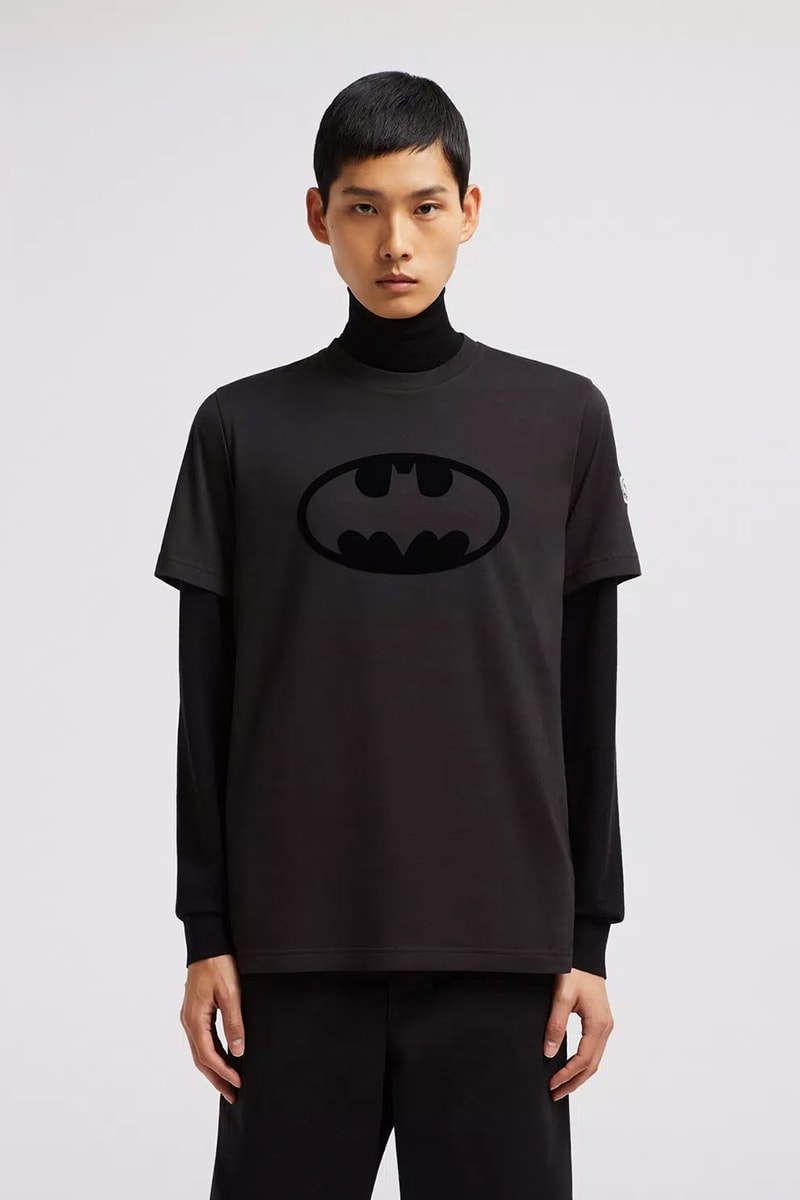 Moncler Batman DC Comics Inspired Collection Solander hooded down jacket long sleeve t shirts kids adults black white release indo