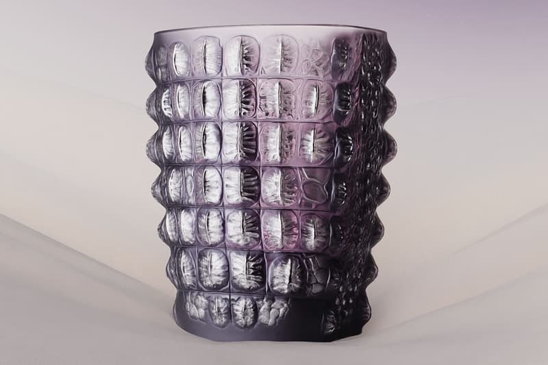 Lalique Vesper Purple Collection Release Zeila sculpture Plumes vases Croco vase Larcade core jewelry 