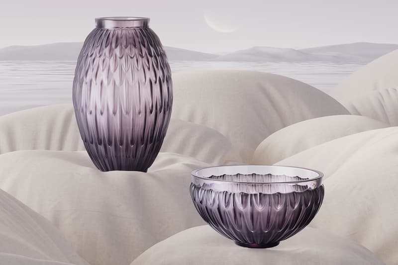 Lalique Vesper Purple Collection Release Zeila sculpture Plumes vases Croco vase Larcade core jewelry 