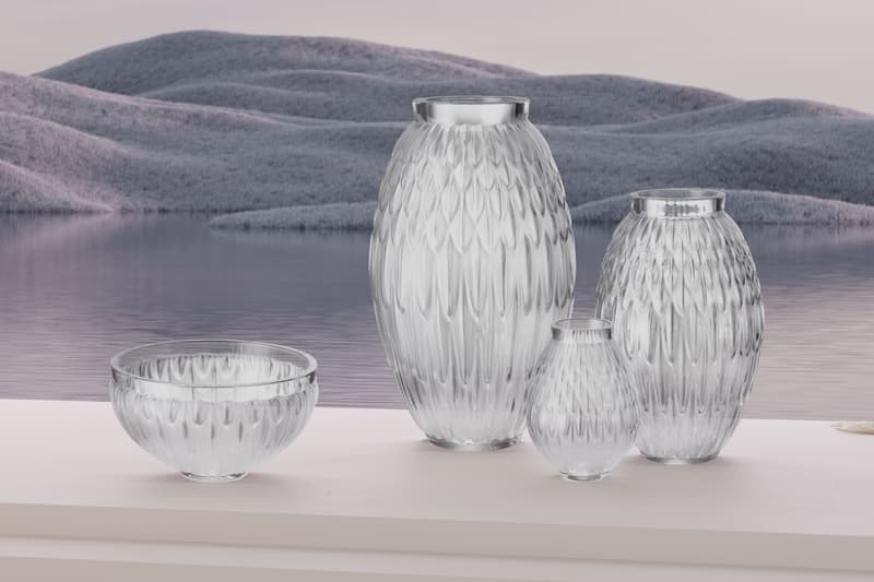 Lalique Vesper Purple Collection Release Zeila sculpture Plumes vases Croco vase Larcade core jewelry 