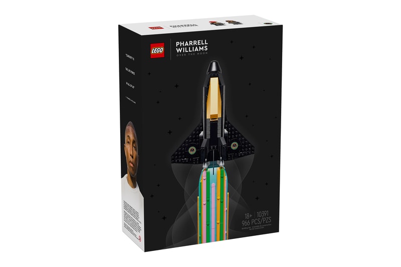 pharrell williams lego set spaceship black gold over the moon 966 pieces piece by piece animated movie preview collaboration