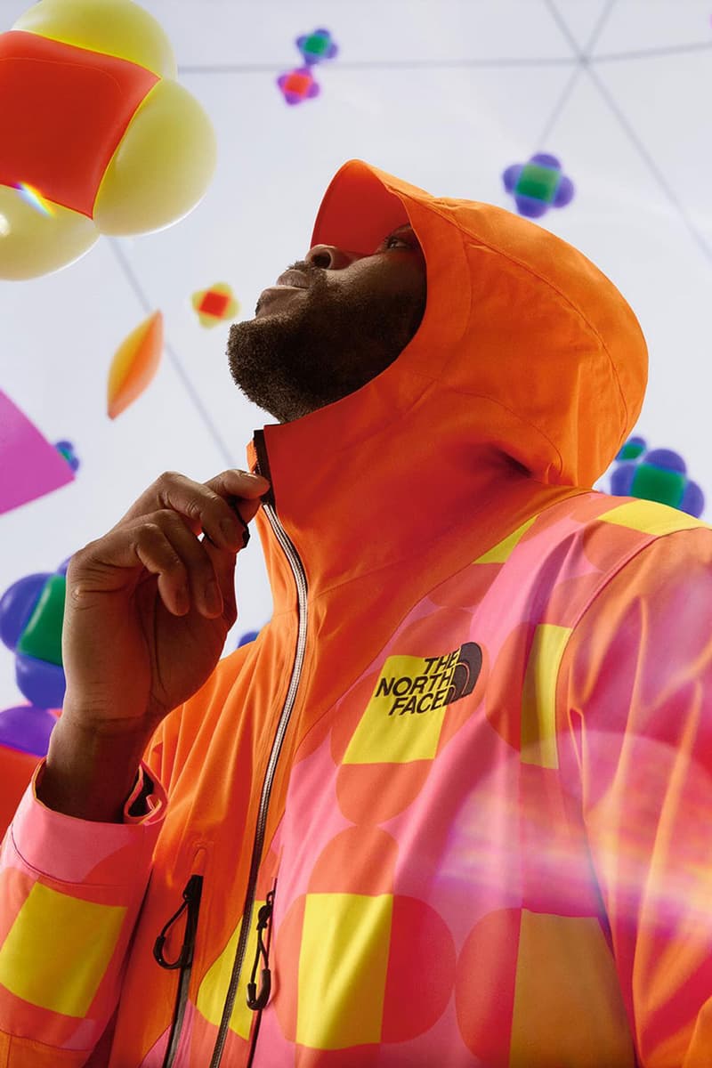 Yinka Ilori x The North Face Find the Good in the Bad Weather collab capsule collection release info shop price jacket drop website artist uk 2L Rainsheet Jacket and Down Puffer Jacket, fleece