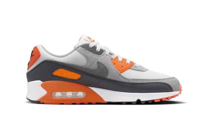 Official Look at the Nike Air Max 90 "Safety Orange" DM0029-108 White/Safety Orange-Dark Smoke Grey swoosh spooky season halloween shoes sneakers