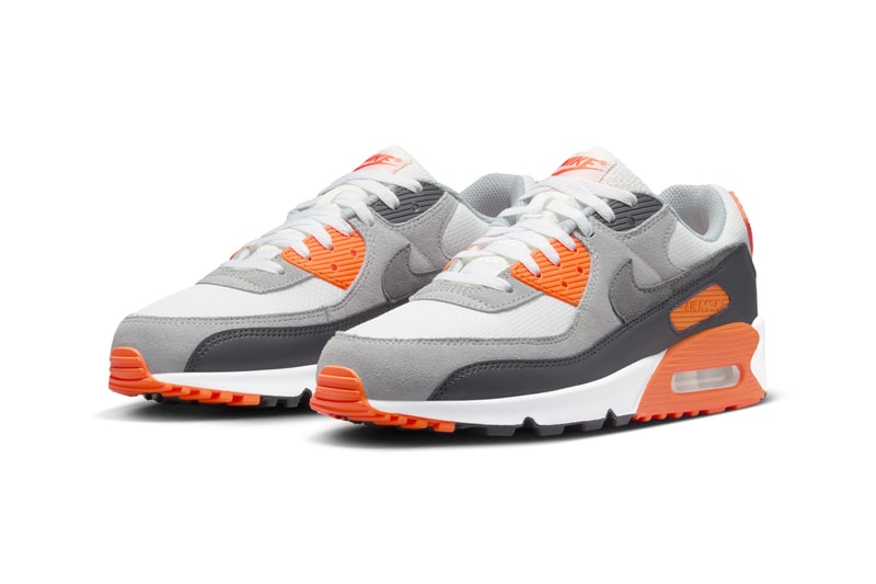 Official Look at the Nike Air Max 90 "Safety Orange" DM0029-108 White/Safety Orange-Dark Smoke Grey swoosh spooky season halloween shoes sneakers