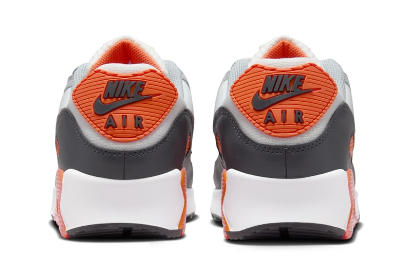 Official Look at the Nike Air Max 90 "Safety Orange" DM0029-108 White/Safety Orange-Dark Smoke Grey swoosh spooky season halloween shoes sneakers