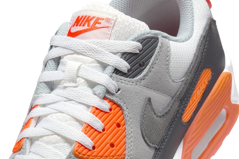 Official Look at the Nike Air Max 90 "Safety Orange" DM0029-108 White/Safety Orange-Dark Smoke Grey swoosh spooky season halloween shoes sneakers