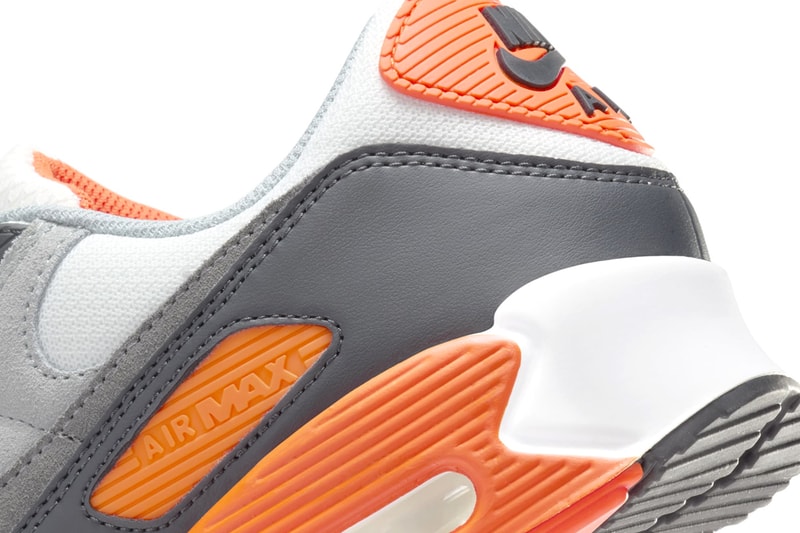 Official Look at the Nike Air Max 90 "Safety Orange" DM0029-108 White/Safety Orange-Dark Smoke Grey swoosh spooky season halloween shoes sneakers