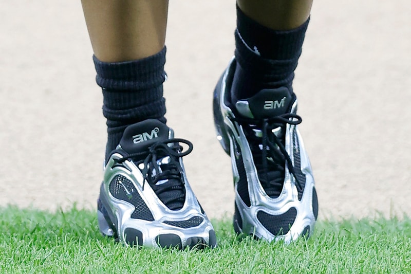 Jordan Chiles Debuts New Nike Air Max Muse Silhouette brand new first pitch new york mets game baseball olympic gold medalist gymnast paris olympics first pitch silhouette