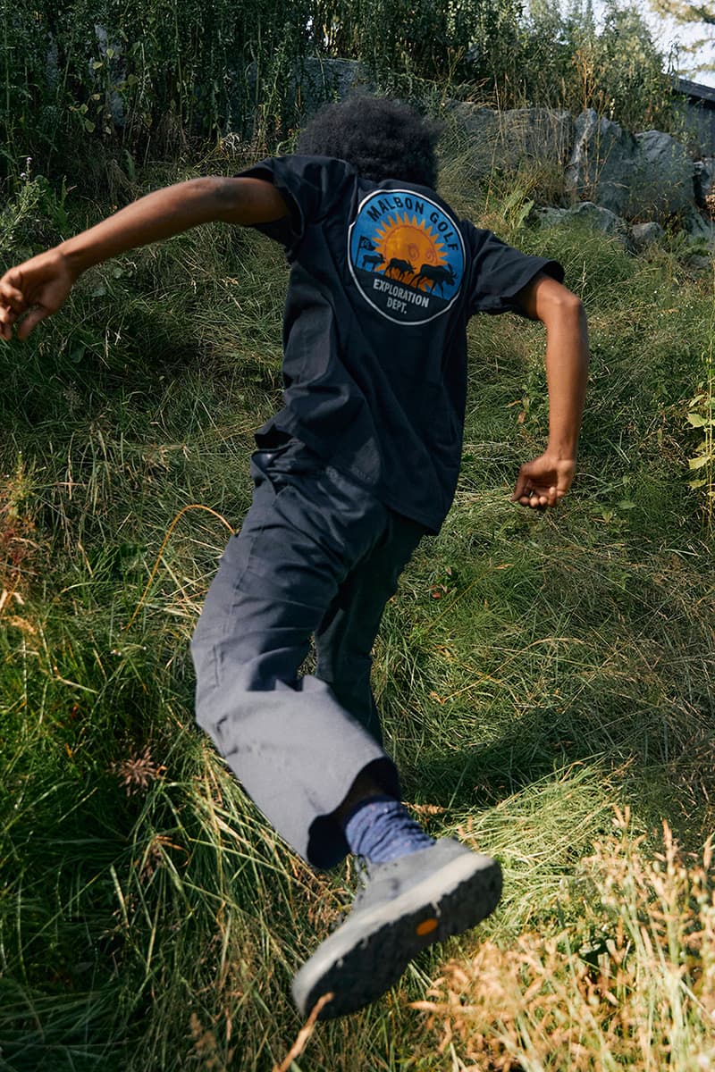 malbon golf fw 24 collection release date info cut through the conifers cardigan jacket long sleeve t shirt polo hat orange blue logo buckets