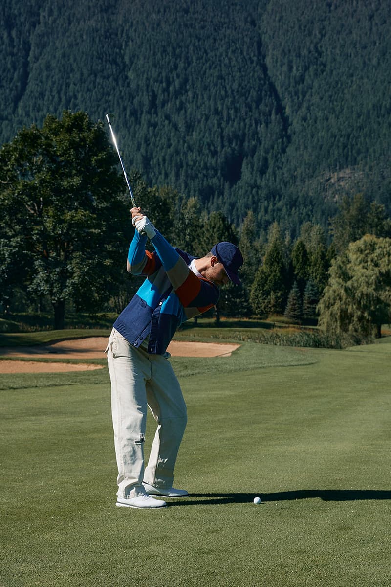 malbon golf fw 24 collection release date info cut through the conifers cardigan jacket long sleeve t shirt polo hat orange blue logo buckets