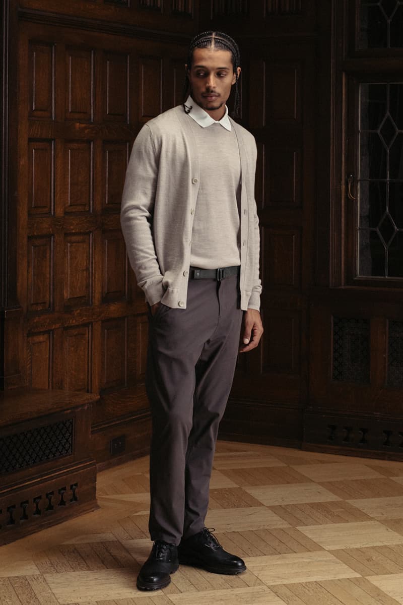 Reigning Champ Reveals Its Fall 2024 Playbook for Collegiate Prep fw24 slacks collared shirts layering vests 