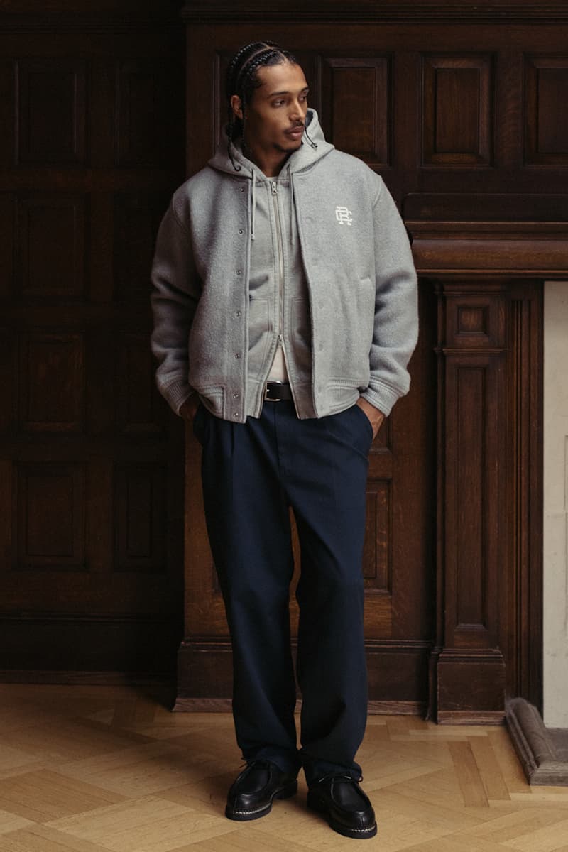 Reigning Champ Reveals Its Fall 2024 Playbook for Collegiate Prep fw24 slacks collared shirts layering vests 