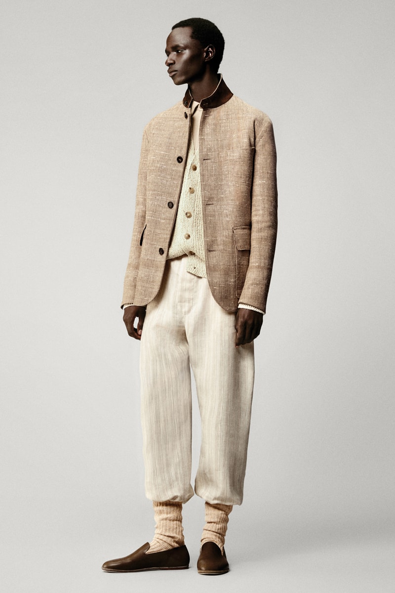 Loro piana sping summer 2025 linen solbiati outerwear blazers spagna cashmere chambray shirt milan fashion week exhibition bermuda shorts anorak nature